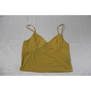 Faded Rose Mustard Yellow Ribbed V-Neck Camisole Cami Top Womens Size Medium